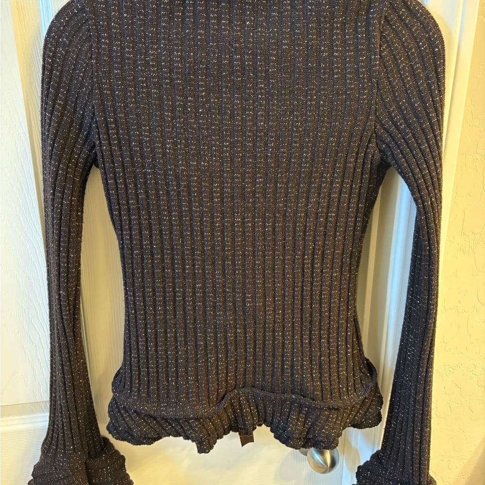Elegant Brown Sweater with Ribbon Tie - Picture 4 of 4